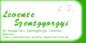 levente szentgyorgyi business card